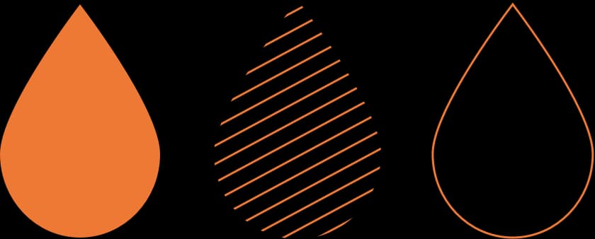 Trzy ikony kropli oleju.